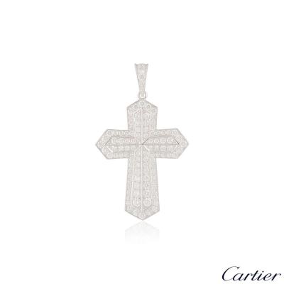 Cartier White Gold Diamond Cross Pendant