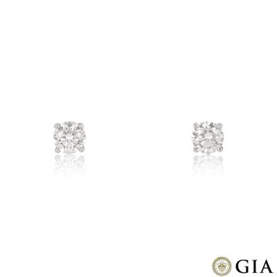 White Gold Round Brilliant Cut Diamond Earrings 1.60ct TDW
