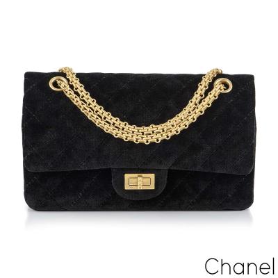 Chanel 225 Reissue Black Velvet Double Flap Bag