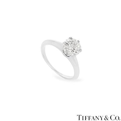 Tiffany & Co. Platinum Round Brilliant Cut Diamond Setting Ring 1.18ct D/VS1 XXX