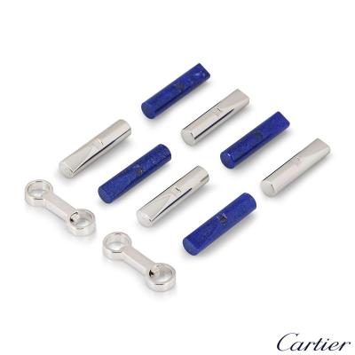 Cartier White Gold, Steel and Lapis Lazuli Cufflinks