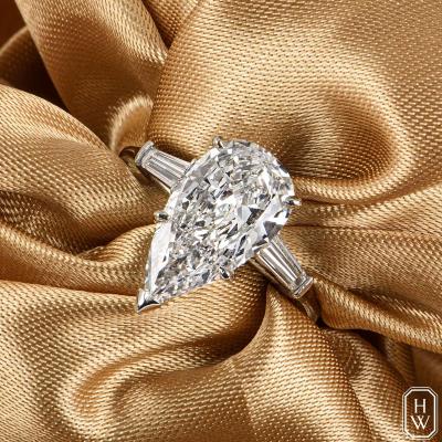 Harry Winston Platinum Pear Cut Diamond Ring 2.67ct E/FL