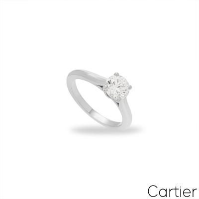 Cartier Platinum Round Brilliant Cut Diamond Solitaire 1895 Ring 1.21ct F/VVS1 XXX