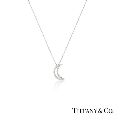 Tiffany & Co. Platinum Diamond Moon Pendant
