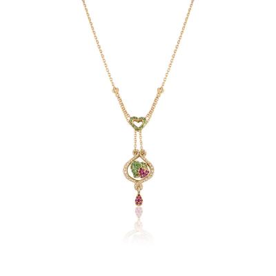 Yellow Gold Diamond and Gem Set Heart Pendant 