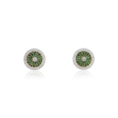White Gold Emerald and Diamond Earrings 