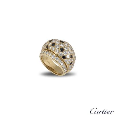 Cartier Yellow Gold Onyx and Diamond Nigeria Ring