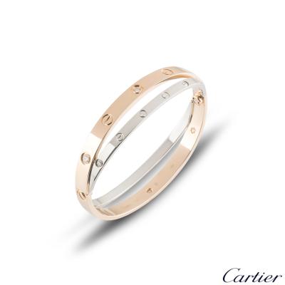 Cartier Love Rose & White Gold Diamond Bracelet Size 16 N6039116