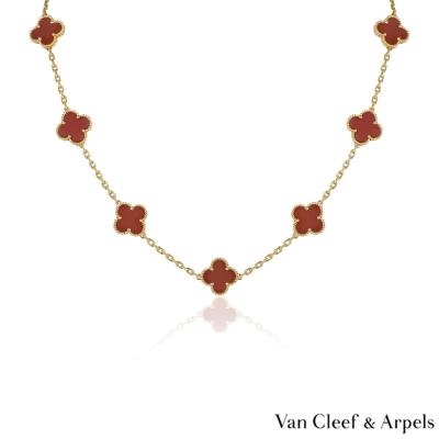 Van Cleef & Arpels Carnelian Vintage Alhambra Necklace VCARD40600