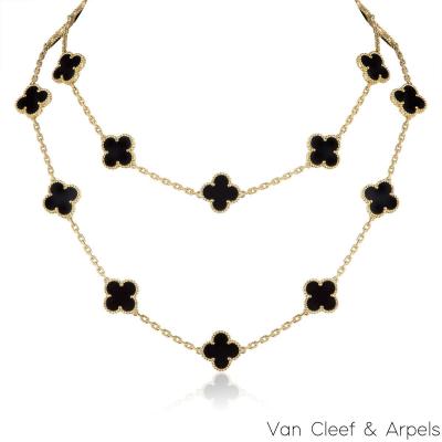 Van Cleef & Arpels Onyx Vintage Alhambra Necklace VCARA43100