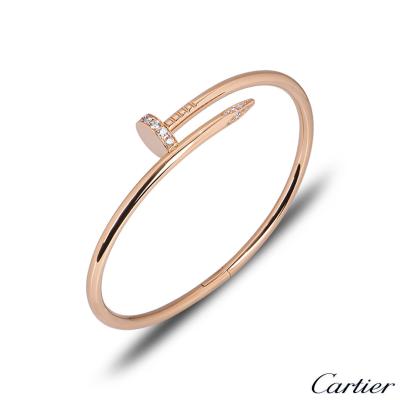 Cartier Rose Gold Diamond Juste Un Clou Bracelet Size 18 B6048518
