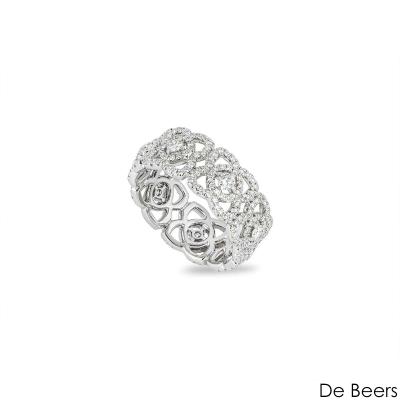 De Beers White Gold Enchanted Lotus Diamond Ring Size 53 R102298