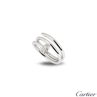 Cartier White Gold Diamond Double Juste Un Clou Ring Size 48 B4211000