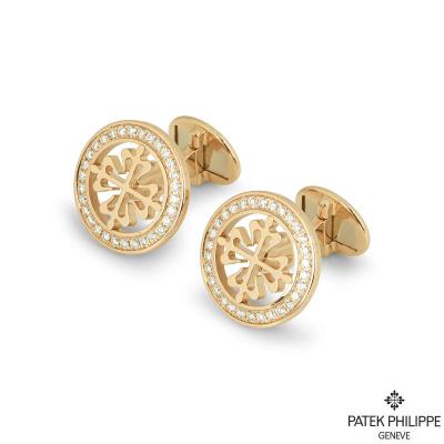 Patek Philippe Yellow Gold Diamond Calatrava Cross Cufflinks