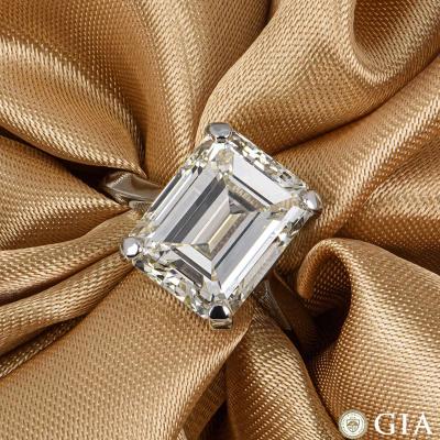Platinum Emerald Cut Diamond Ring 8.02ct O-P/VS2