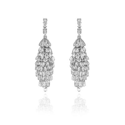 White Gold Briolette Diamonds Chandelier Earrings 34.78ct TDW