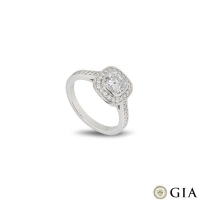 Platinum Cushion Cut Diamond Ring 0.92ct F/VS2
