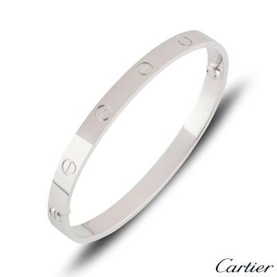 Cartier White Gold Plain Love Bracelet Size 20 B6035420