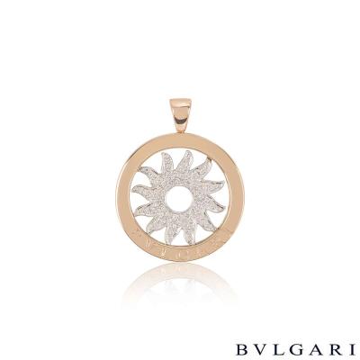 Bvlgari White & Rose Gold Diamond Tondo Pendant 
