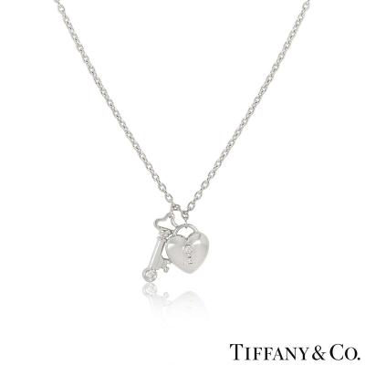 Tiffany & Co. Platinum Diamond Lock & Key Pendant
