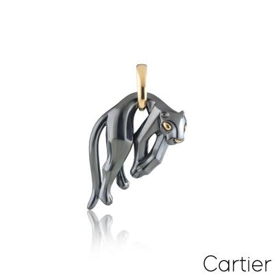 Cartier Yellow Gold and Silverium Hanging Panthere Pendant