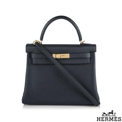 Hermés Kelly Touch 28cm Noir Matte Alligator & Noir Togo GHW