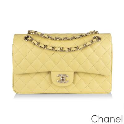 Chanel Yellow Caviar Medium Classic Double Flap Bag 