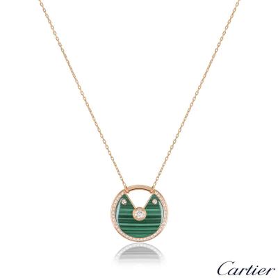 Cartier Rose Gold Malachite Amulette De Cartier Necklace