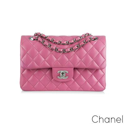 Chanel Fuchsia Pink Lambskin Classic Small Flap Bag 