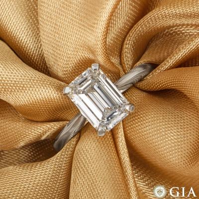 Platinum Emerald Cut Type IIA Diamond Ring 2.01ct D/Flawless
