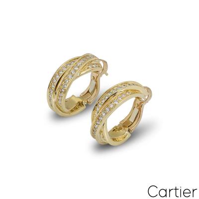 Cartier Yellow Gold Diamond Trinity Earrings