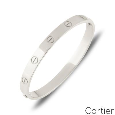 Cartier White Gold Plain Love Bracelet Size 20 B6035420