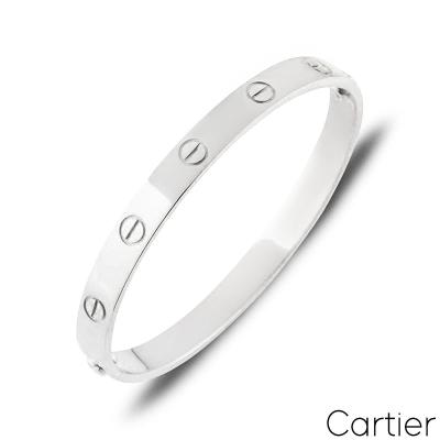 Cartier White Gold Plain Love Bracelet Size 20 B6035420