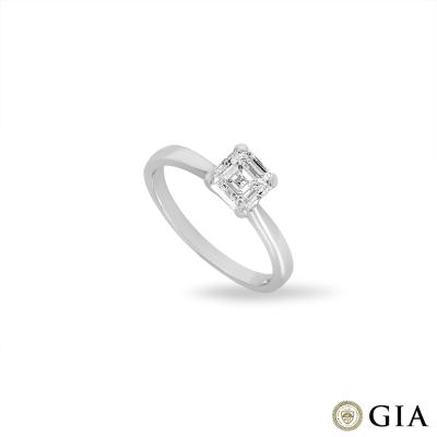 Platinum Asscher Cut Diamond Ring 0.97ct F/VVS2