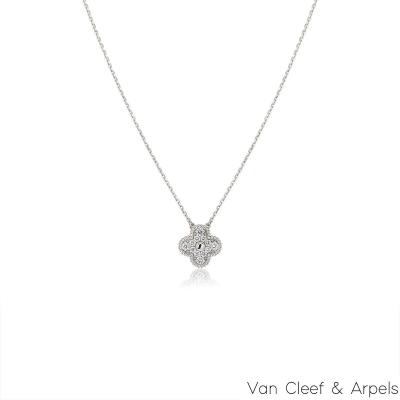 Van Cleef & Arpels White Gold Vintage Alhambra Diamond Necklace VCARA46100
