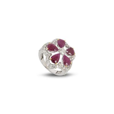 White Gold Ruby & Diamond Ring