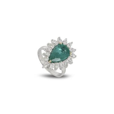 White Gold Emerald & Diamond Ring 3.22ct