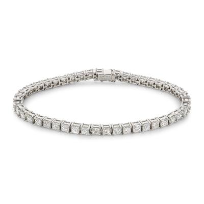White Gold Princess Cut Diamond Line Bracelet 8.47ct