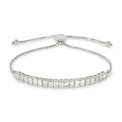 White Gold Adjustable Emerald Cut Diamond Bracelet 5.18ct