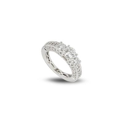 White Gold Three Stone Diamond Ring 0.55ct H/VS1