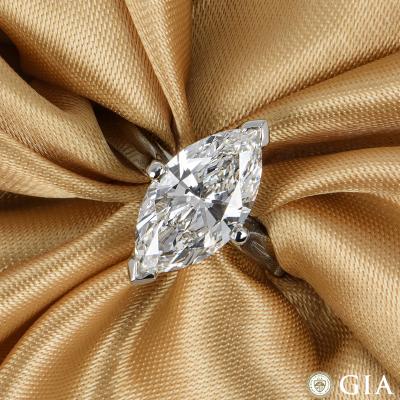 Platinum Marquise Cut Diamond Ring 2.82ct G/|VVS2