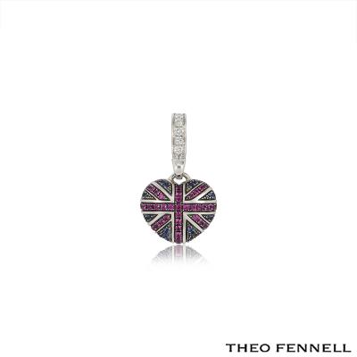 Theo Fennell White Gold Ruby, Sapphire & Diamond Heart \'Art Charm