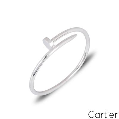 Cartier White Gold Plain Juste Un Clou Bracelet Size 16 B6048316