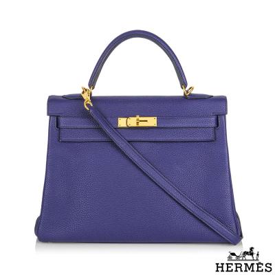Hermés Kelly 32cm Bleu Encre Veau Togo GHW 