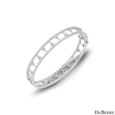 De Beers White Gold Diamond Dewdrop Bangle B102147