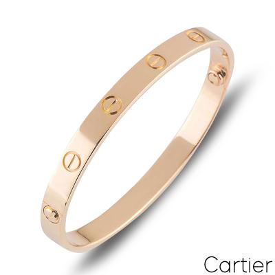 Cartier Rose Gold Plain Love Bracelet Size 21 B6035621	
