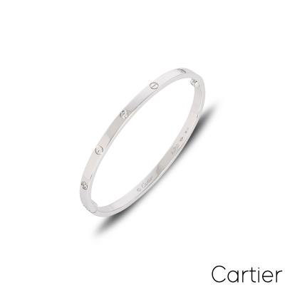 Cartier White Gold 6 Diamond SM Love Bracelet Size 16 B6047716