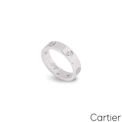 Cartier White Gold Half Diamond Love Ring Size 52 B4032552	
