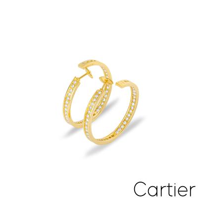 Cartier Yellow Gold Diamond Hoop Earrings