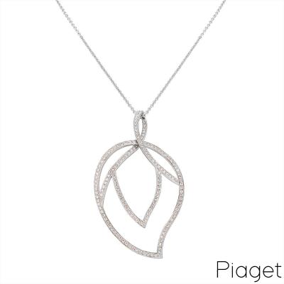 Piaget White Gold Diamond Leaf Pendant 3.15ct